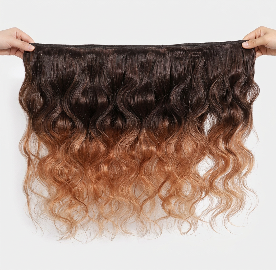 12A Ombre Body Wave Bundles with Closure — Unprocessed Virgin Brazilian Hair (3/4 Bundle Deal)
