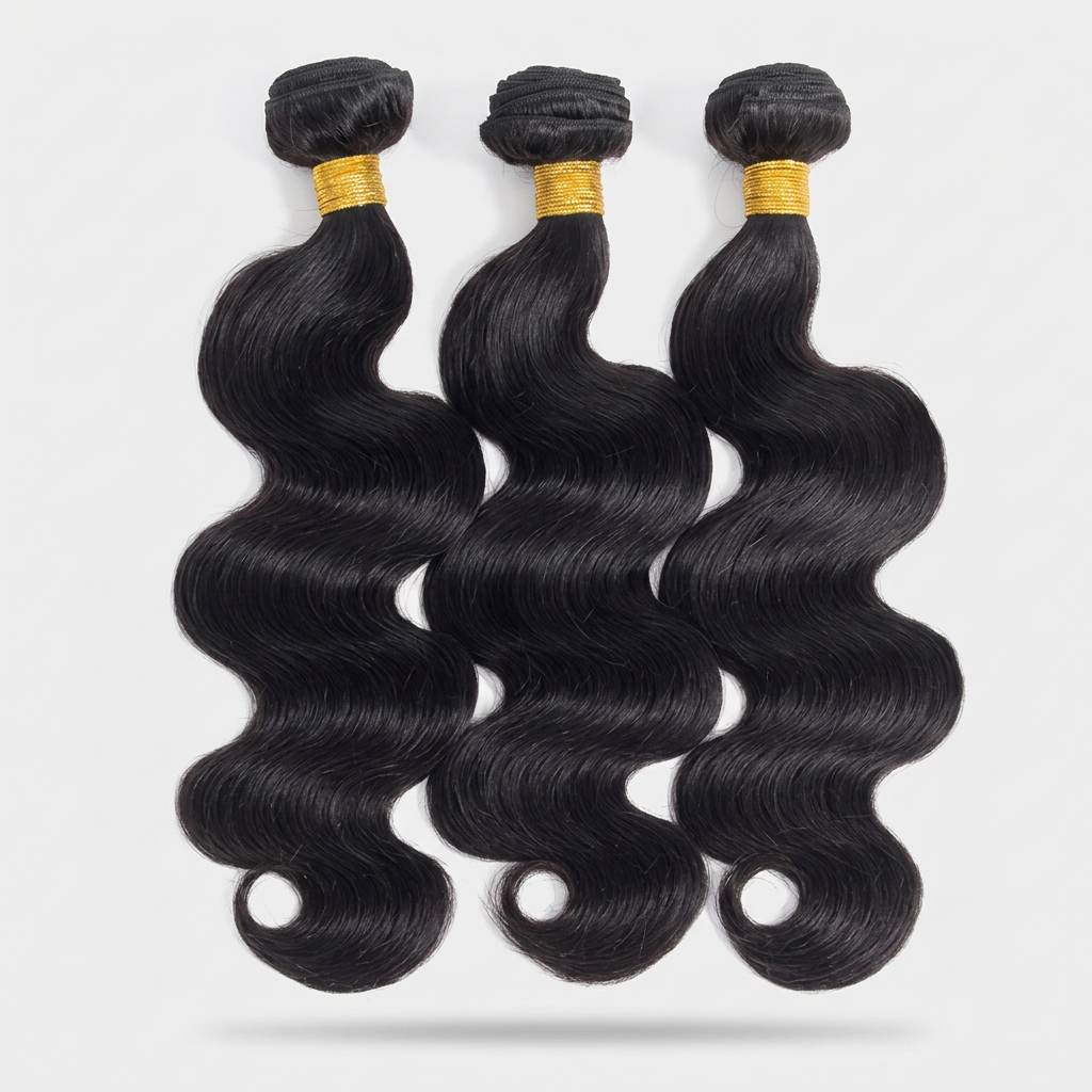 Body Wave Bundles with Closure — Brazilian Virgin Human Hair (3/4 Bundle Deal)