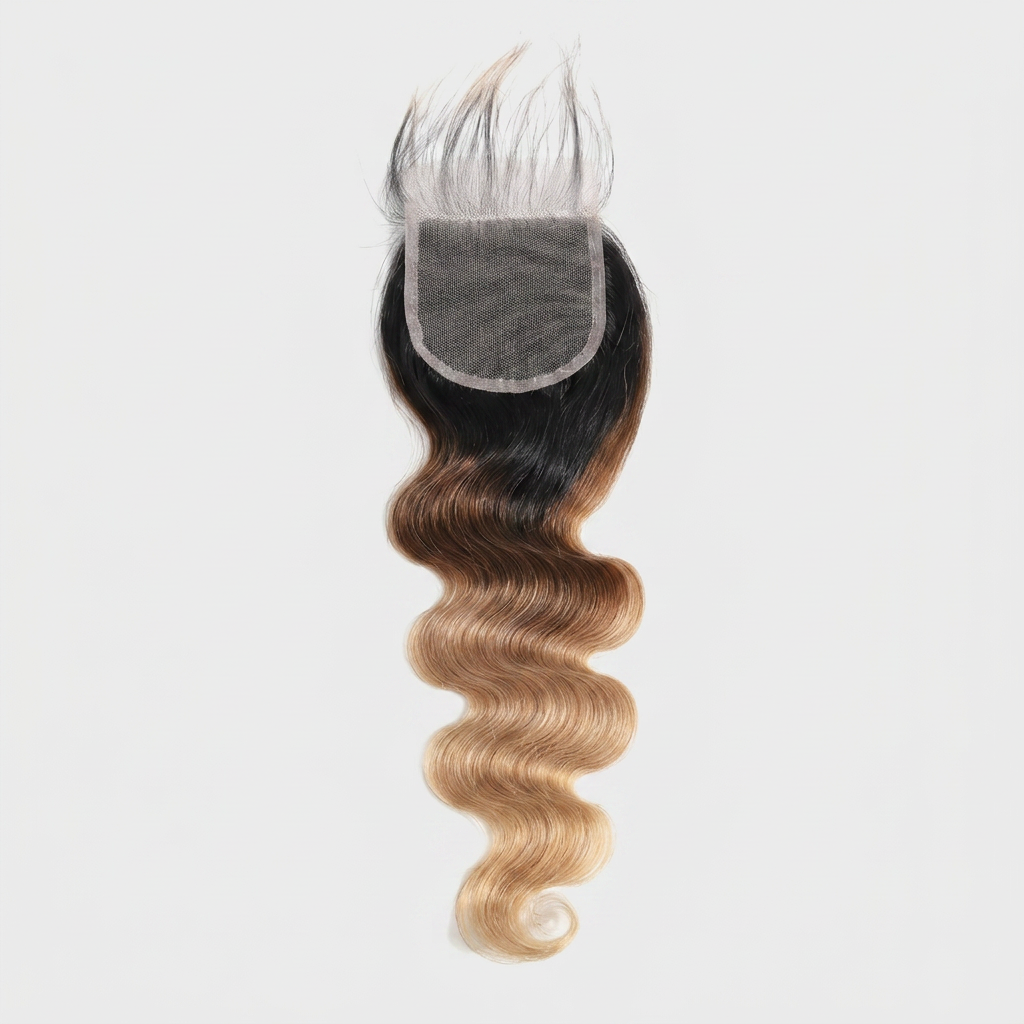 Ombre Body Wave Bundles with Closure — Brazilian Virgin Human Hair (3/4 Bundle Deal)