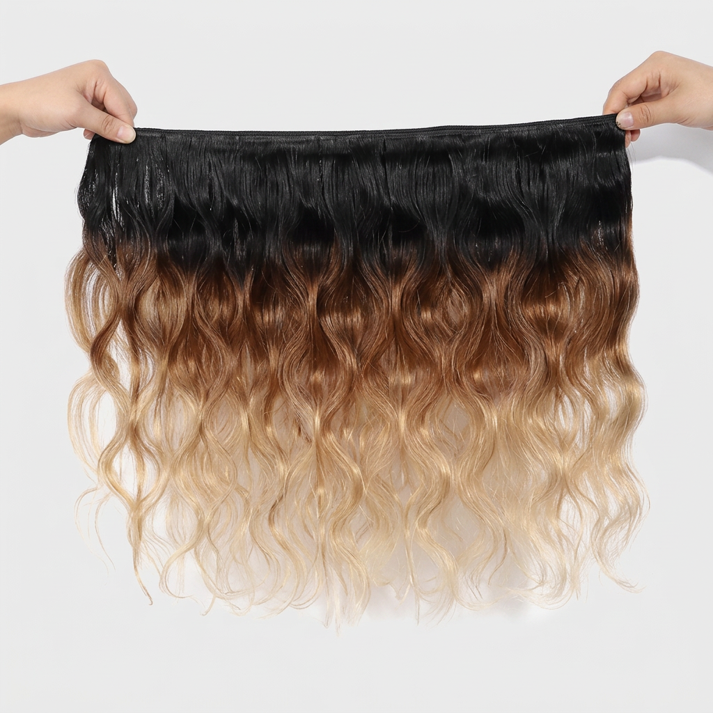 Ombre Body Wave Bundles with Closure — Brazilian Virgin Human Hair (3/4 Bundle Deal)