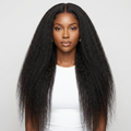V Part Kinky Straight Wig — 200% Density Human Hair (No Glue, No Leave Out)