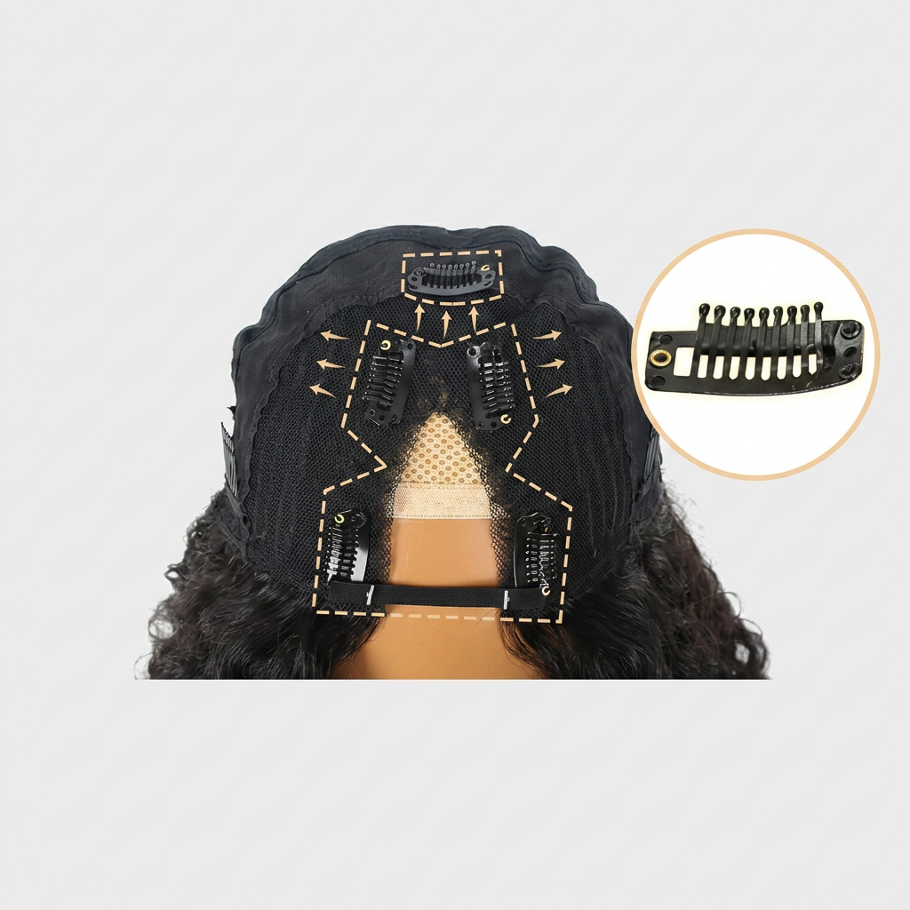V Part Kinky Straight Wig — 200% Density Human Hair (No Glue, No Leave Out)